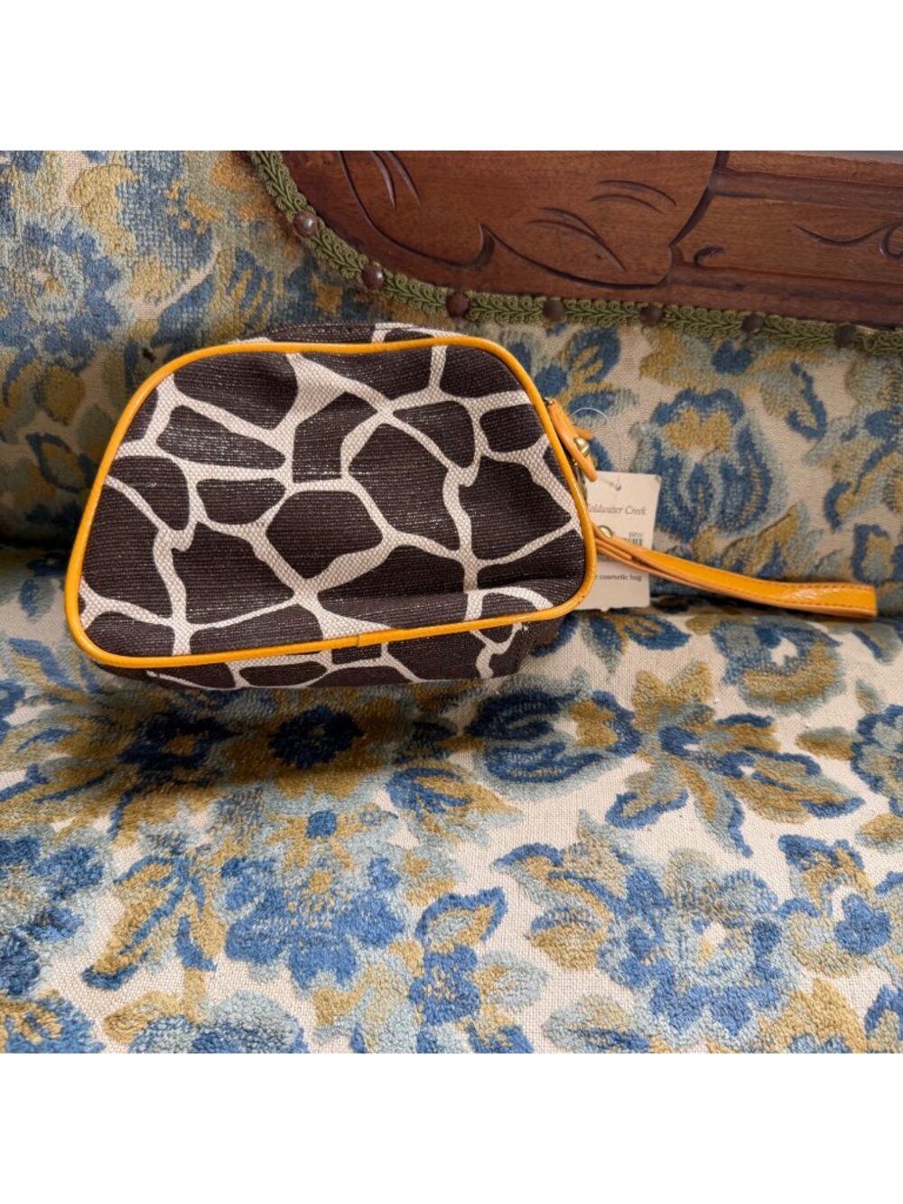 Coldwater Creek Giraffe Metallic Woven Cosmetic Bag Wristlet